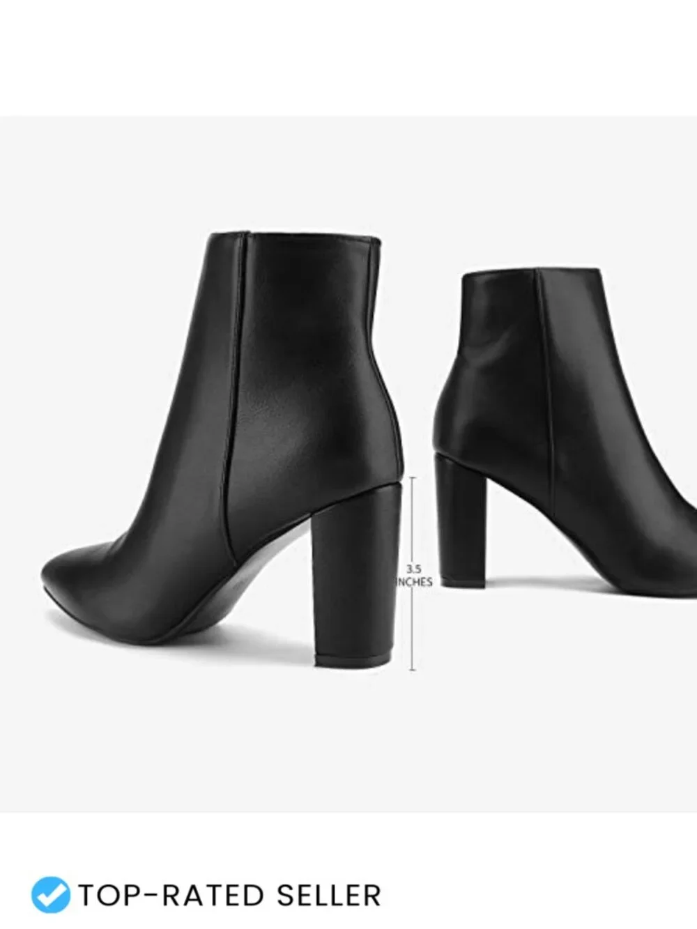 Women's Faux Leather Chunky Heel Ankle Booties with Faux Fur Lining, Zip